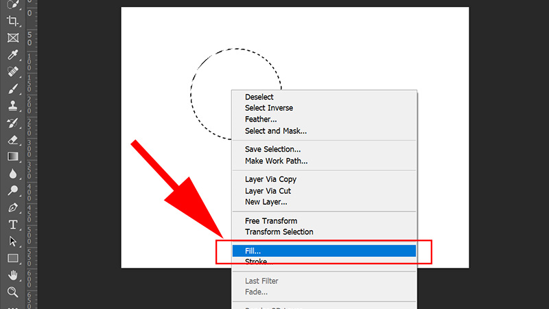 Nhấn chuột phải > Chọn Fill...
